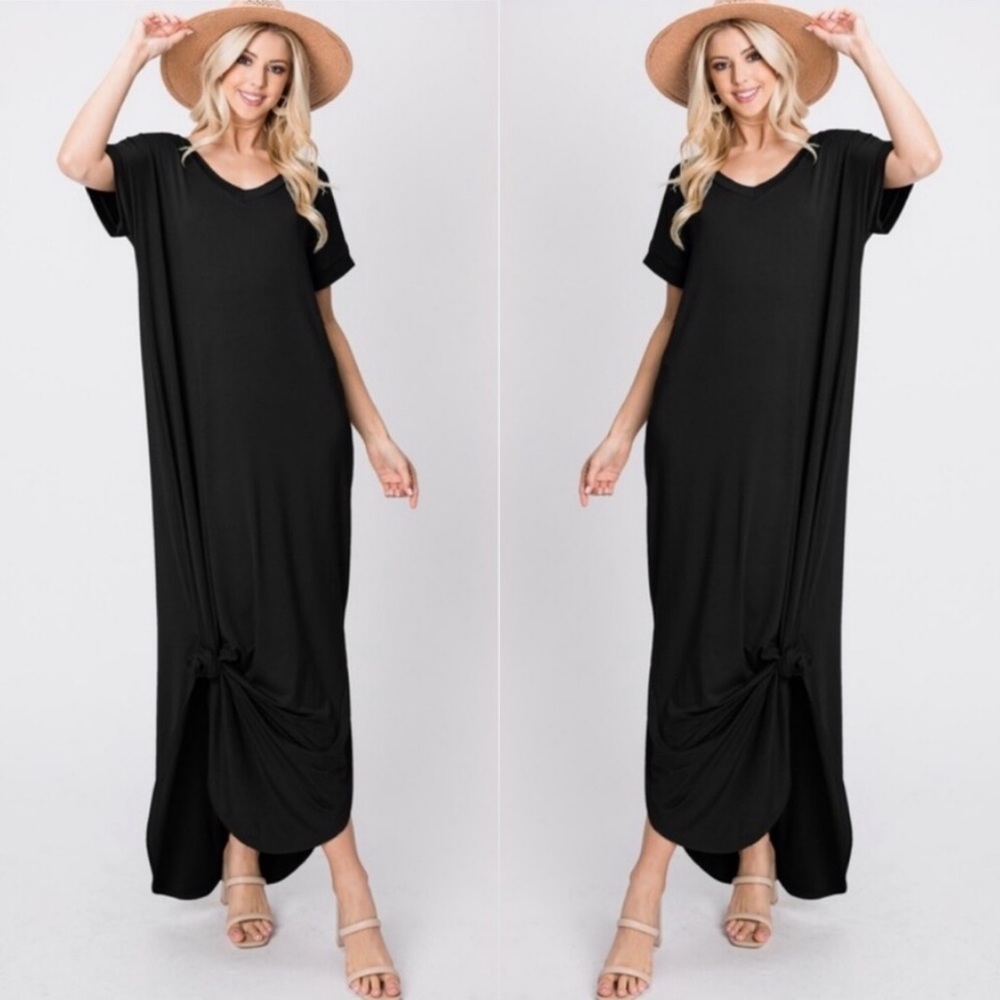 ✨Last One! NEW Short Sleeve Black Long Maxi Dress!